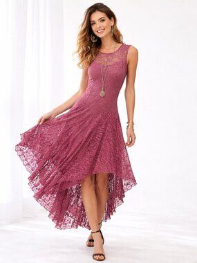 Waterfall Hem Dress - Double Layered Lace Maxi - Maroon